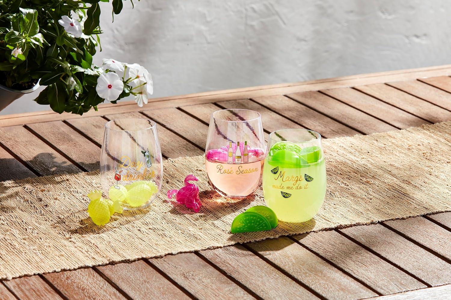 imageMud Pie Rose Party Cup Ice Cube Set glass 14 oz cube 2Margs