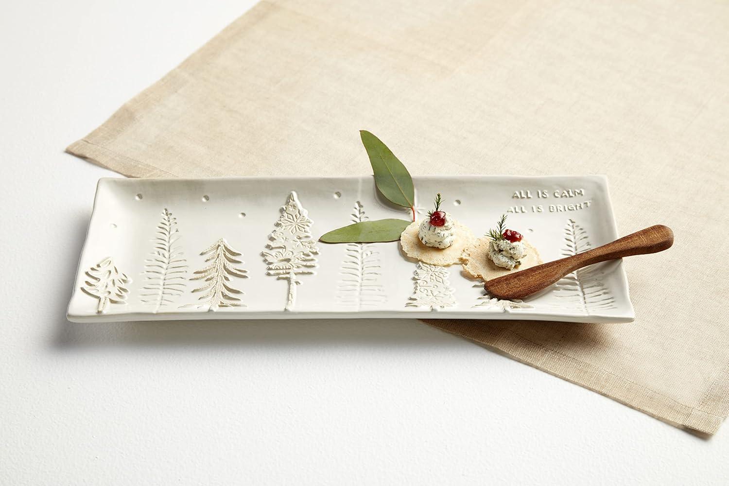 imageMud Pie Christmas Hostess Plate and Spreader Set White Trees