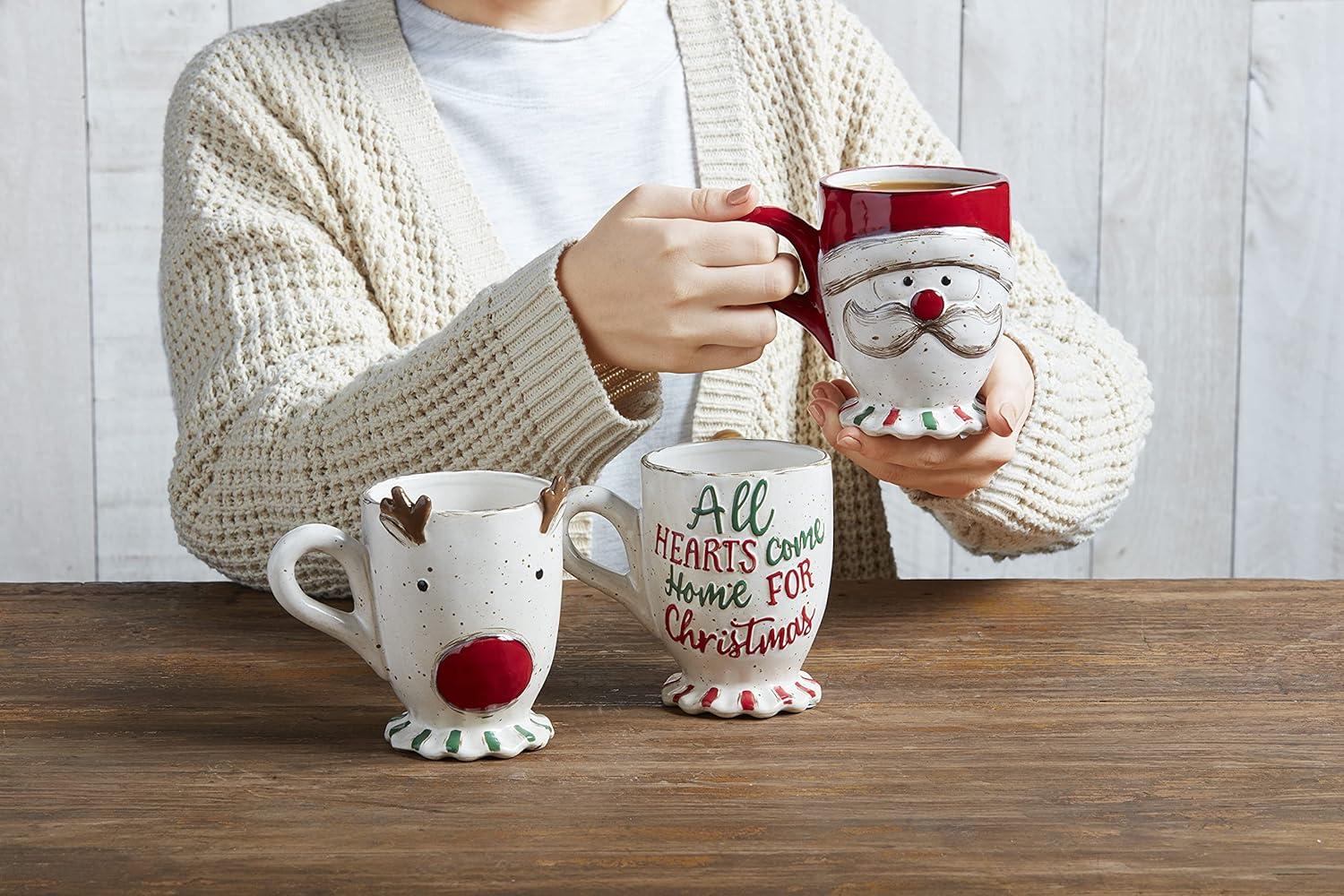 imageMud Pie Farmhouse Christmas Pedestal Mug Reindeer Farm 16 oz