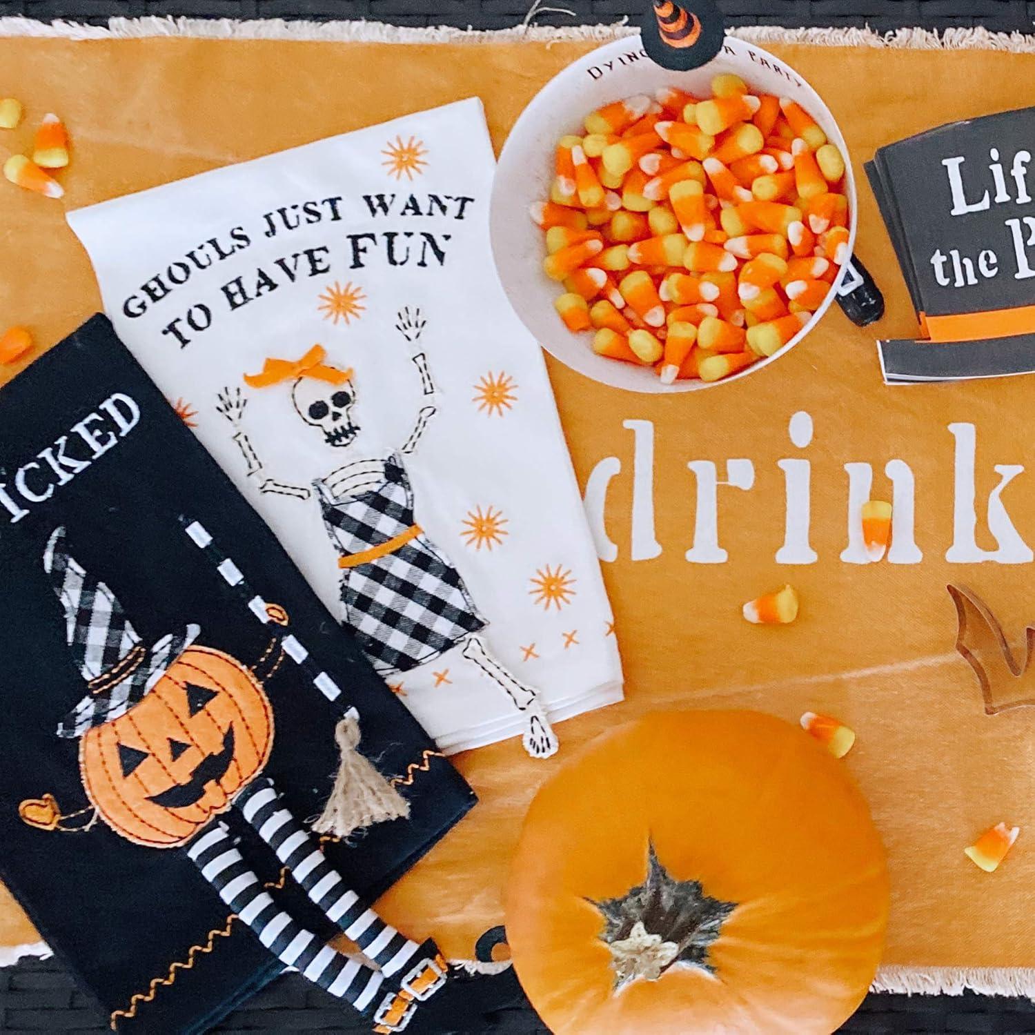 imageMud Pie Halloween Dangle Gnome Towel Get Wicked 21 x 14 44000039GGhouls