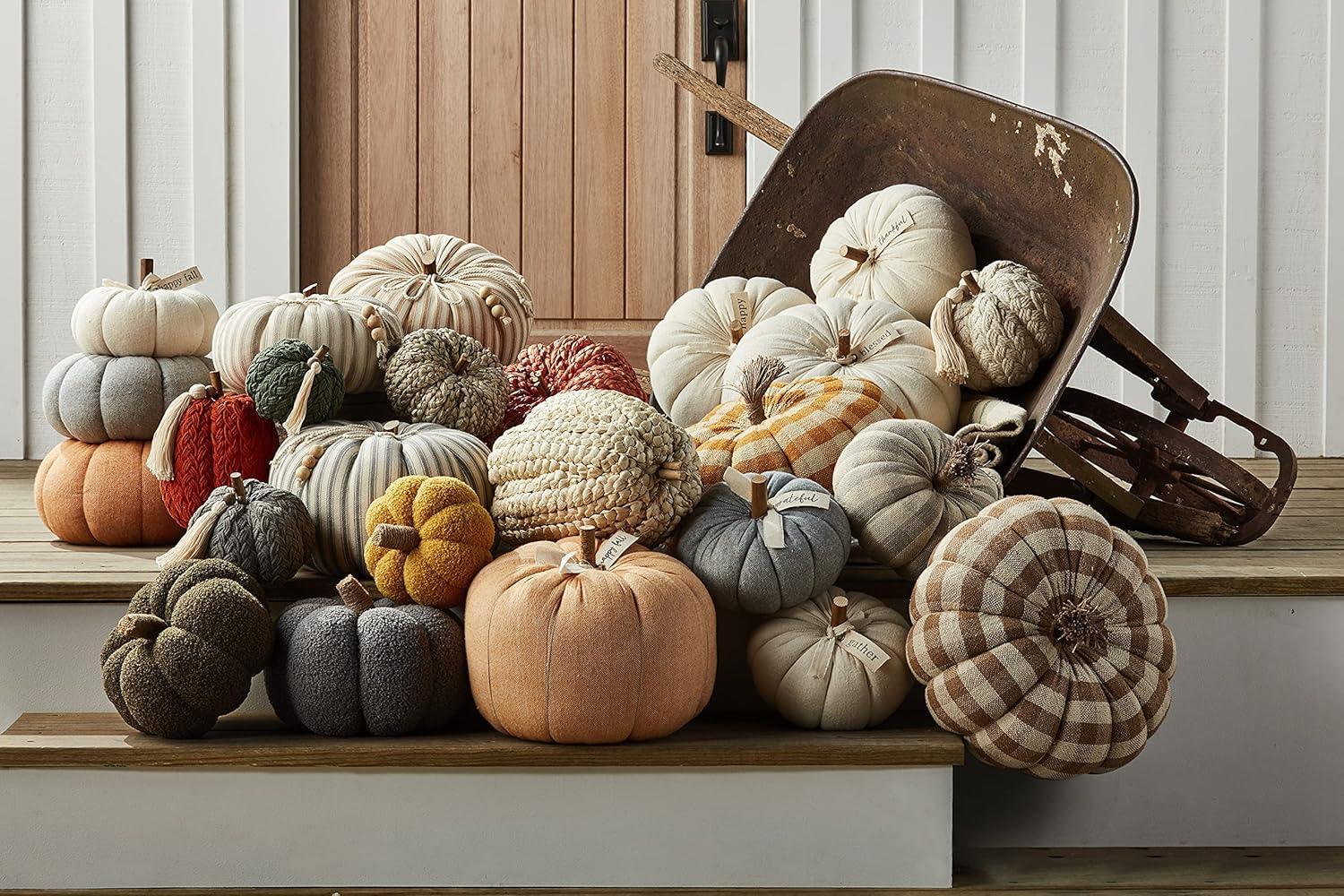 imageMud Pie Shearling Fablic Pumpkin Dcor Green Large