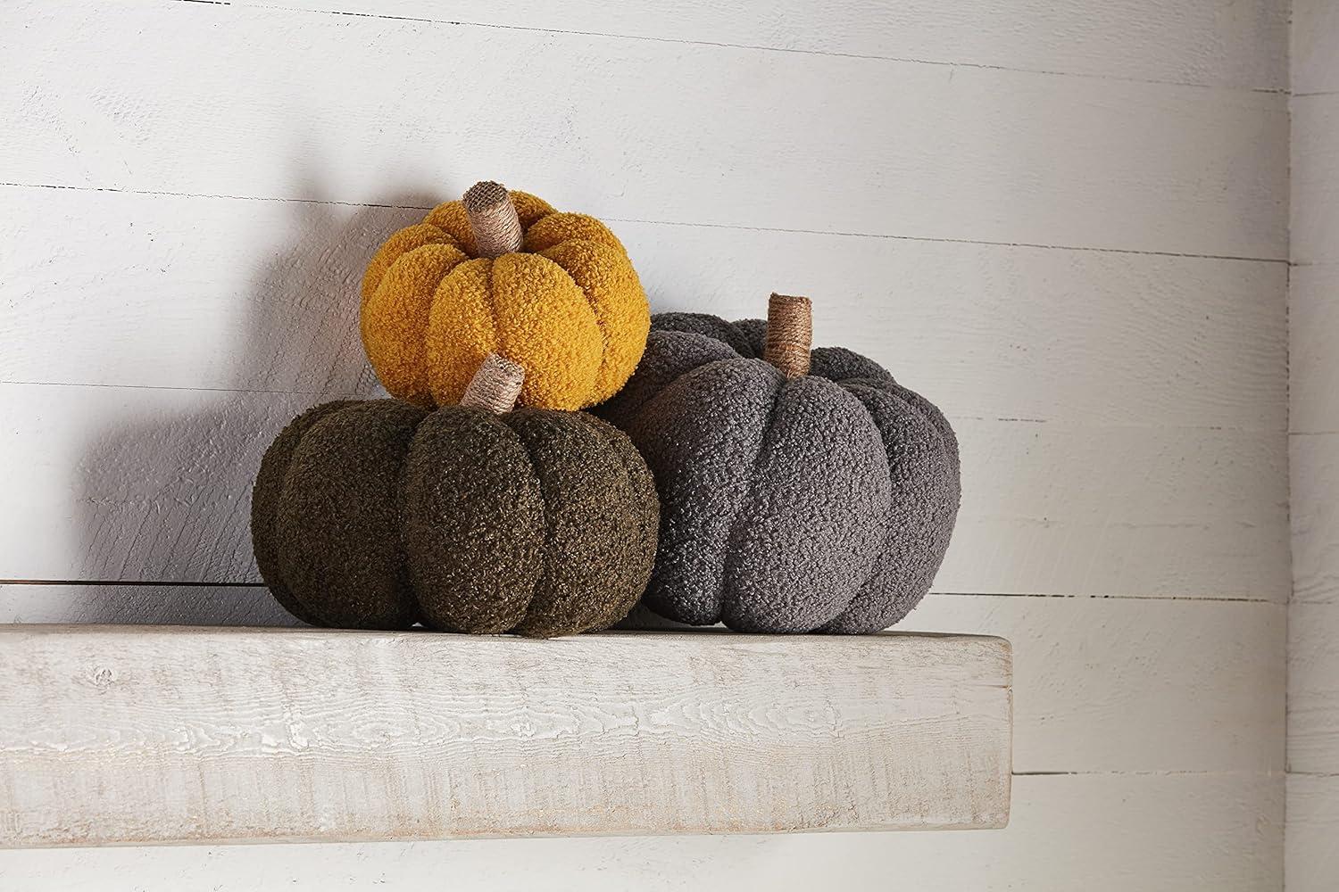 imageMud Pie Shearling Fablic Pumpkin Dcor Green Large