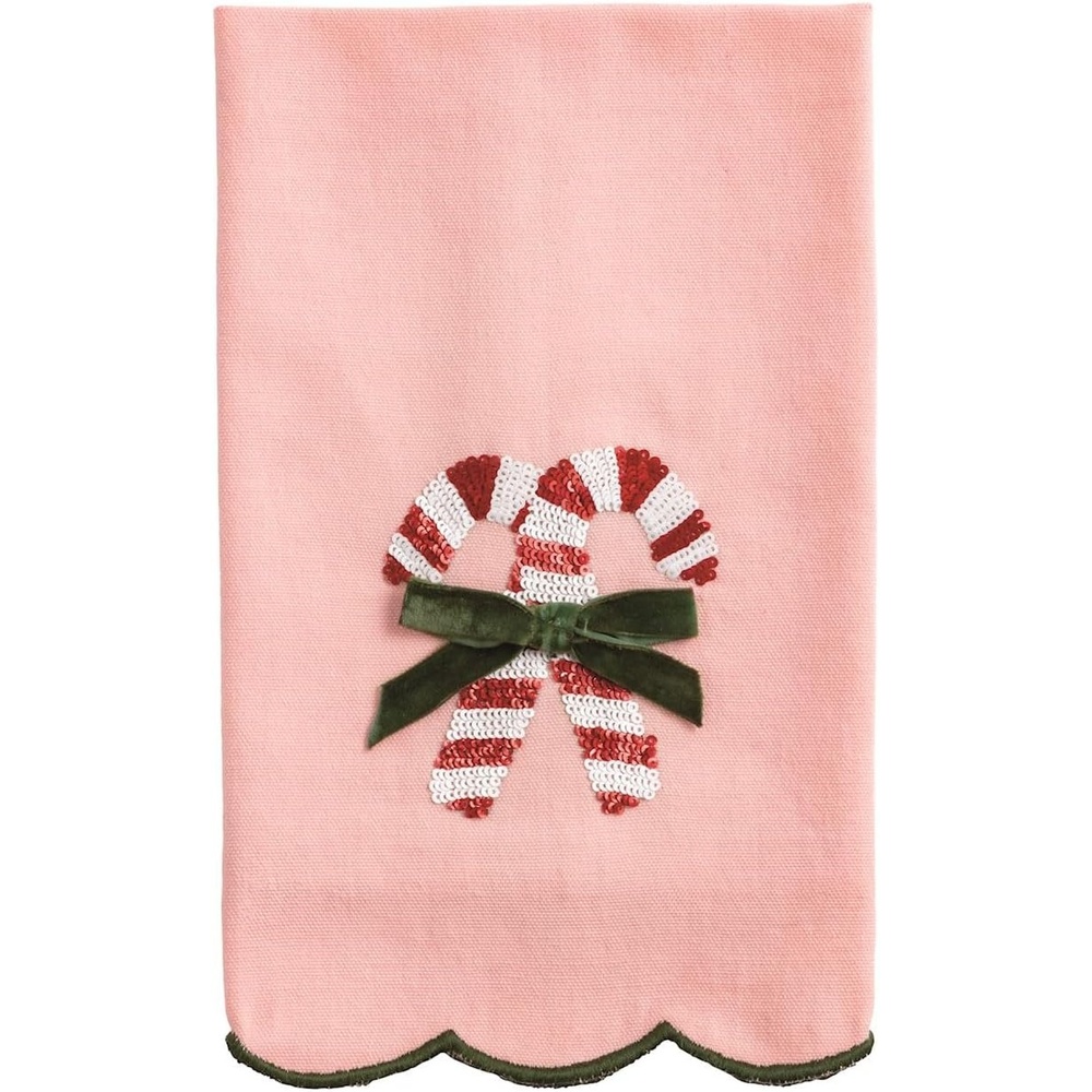imageMud Pie Christmas Candy Cane Sequin Towel