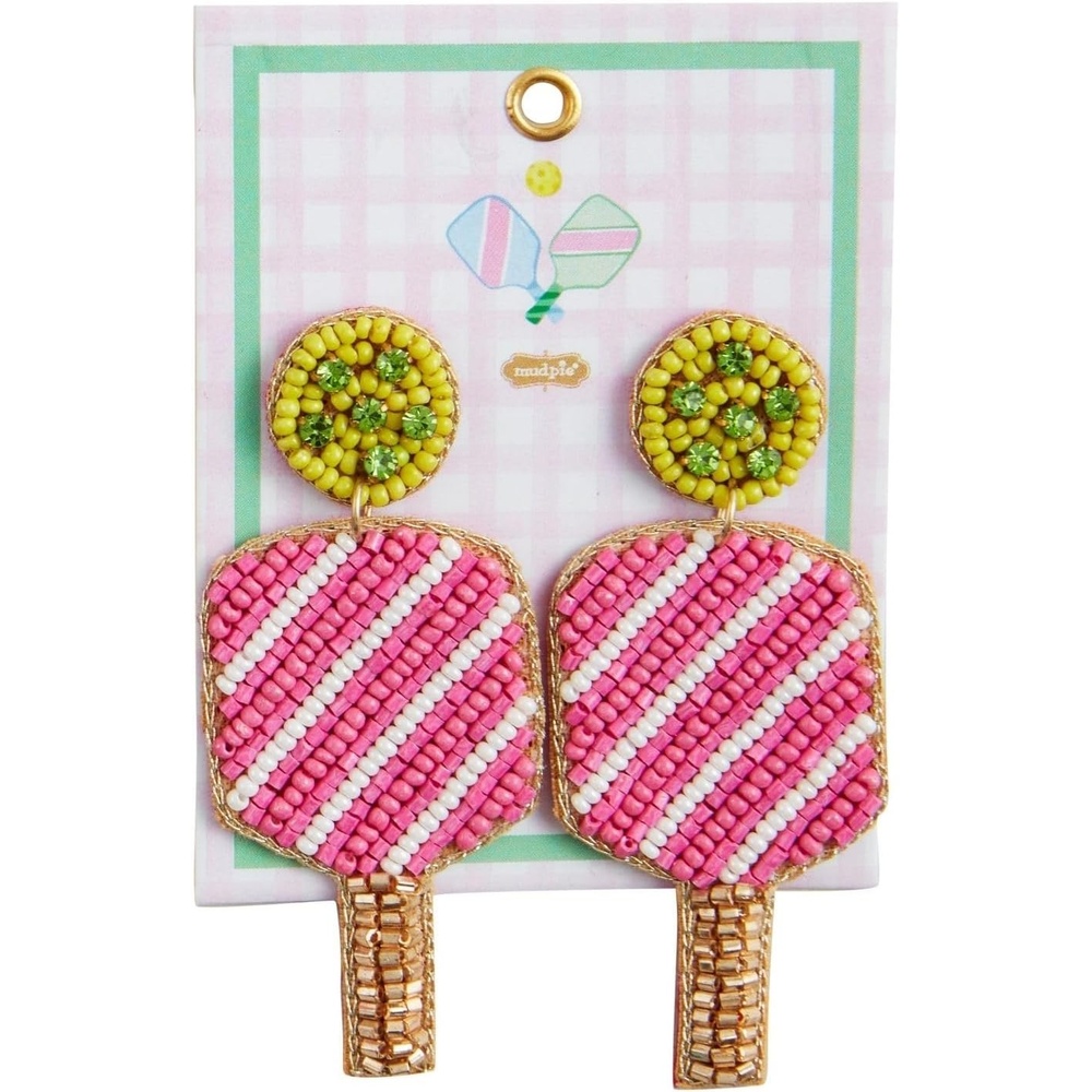 imageMud Pie Womens Sports Beaded EarringsPickle