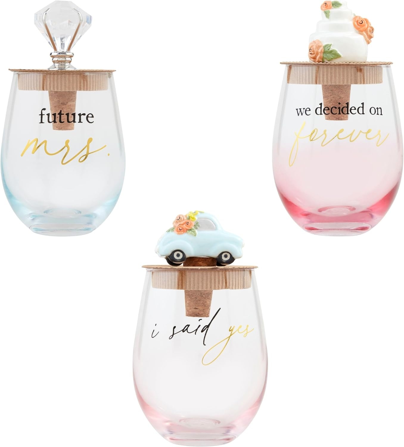 image:imageMud Pie Engaged Wine Glass Set We Decided 16 OzSaid Yes