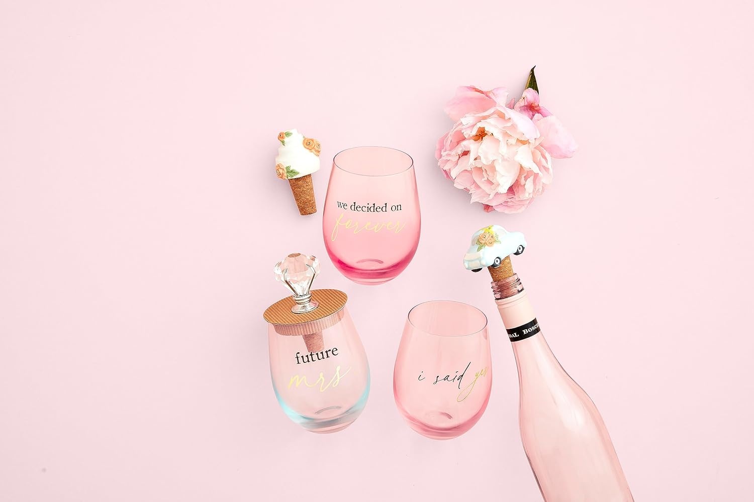 image:imageMud Pie Engaged Wine Glass Set We Decided 16 OzSaid Yes
