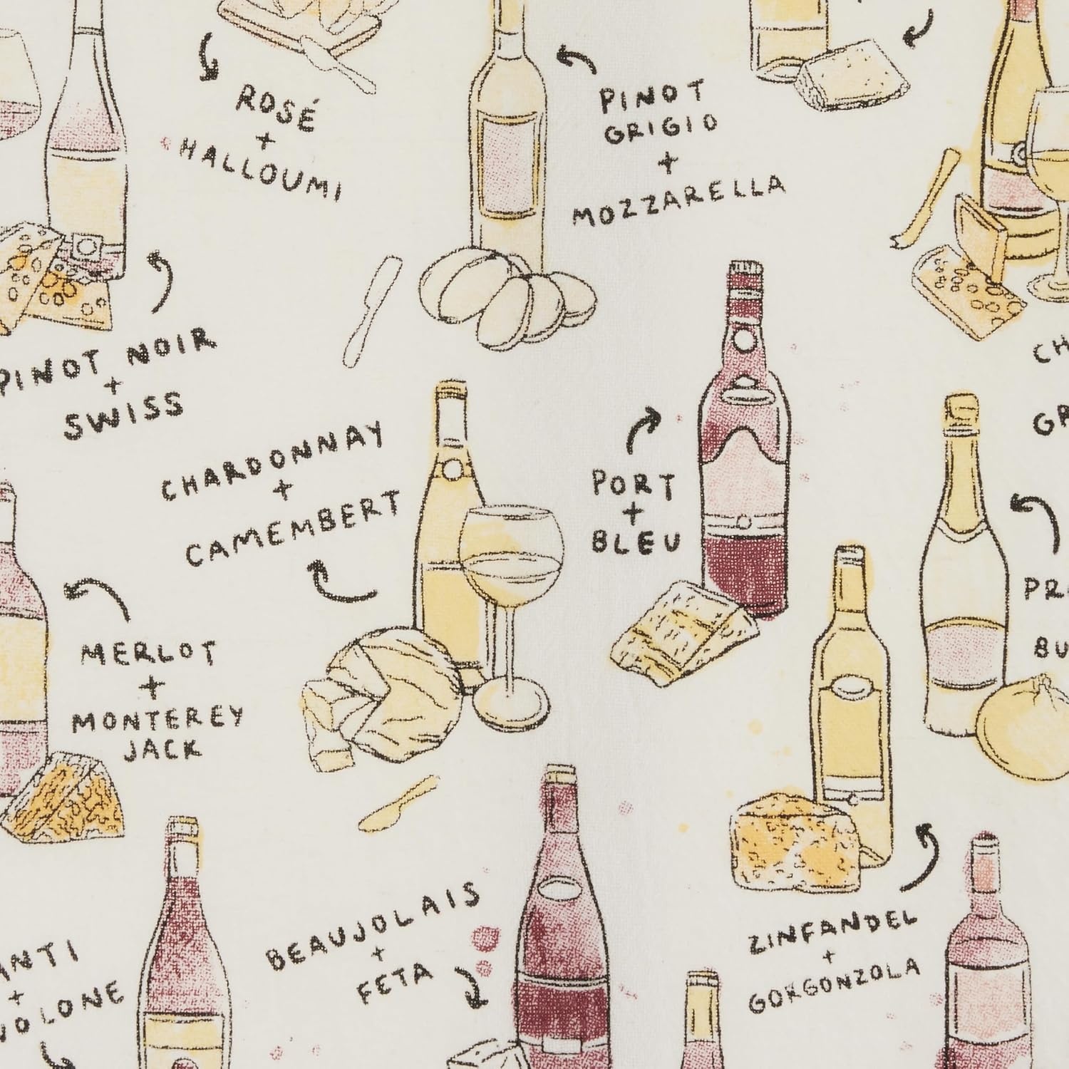 image:imageMud Pie Wine Print Towel Towel 24 x 15 Fork 4 14