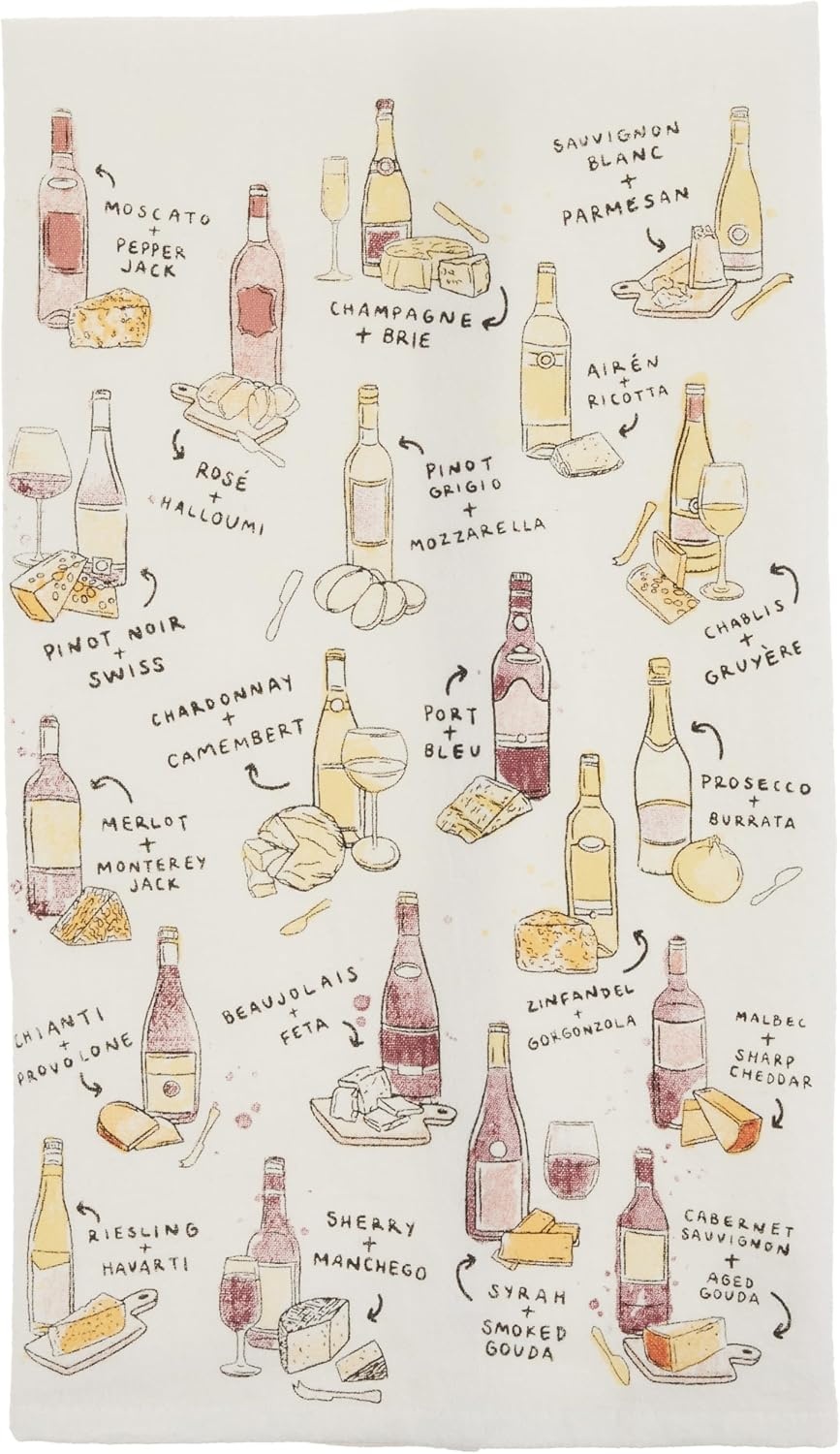 image:imageMud Pie Wine Print Towel Towel 24 x 15 Fork 4 14