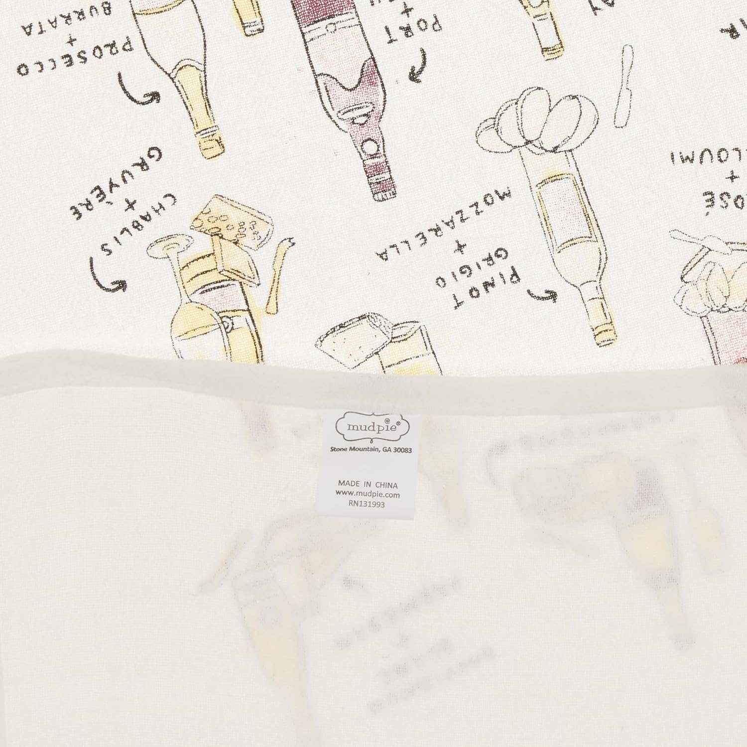 image:imageMud Pie Wine Print Towel Towel 24 x 15 Fork 4 14