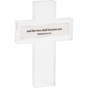 Mud Pie White Acrylic Mr Mrs Recycled Paper Cross(And Two)