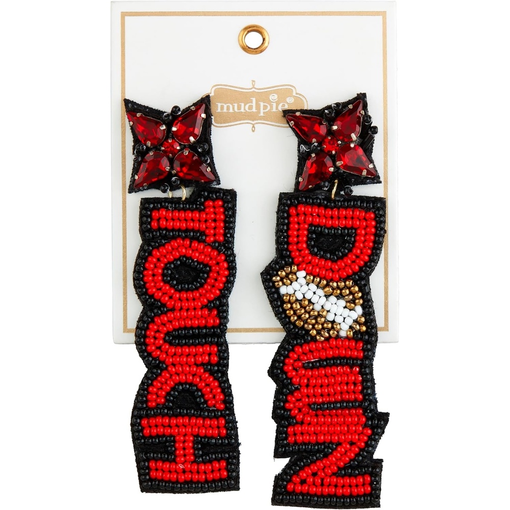image:imageMud Pie Womens Red Gameday Beaded Earrings Touchdown