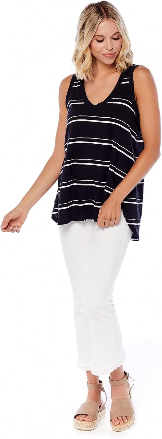 image:imageMud Pie Womens Rio Womens Stripe Cotton Slub Tank TopBlack