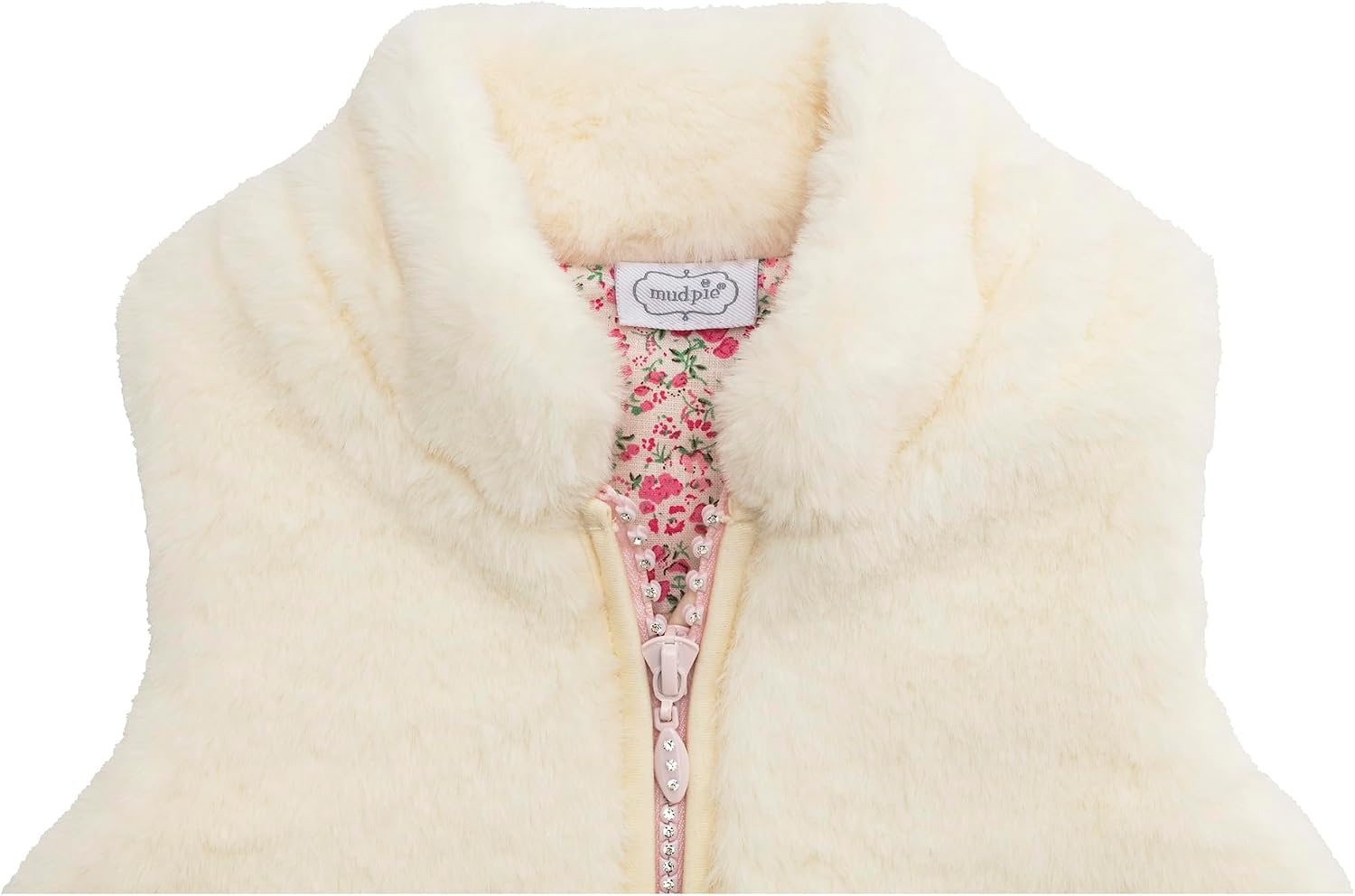 image:imageMud Pie Baby Girls Mud Pie Kids Girl Ivory Fur Zip VestWhite