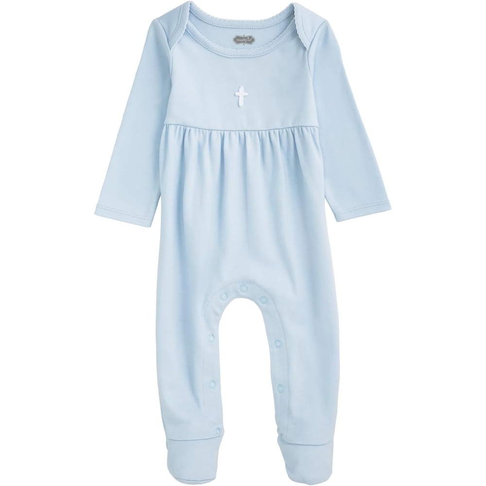 image:imageMud Pie Baby Sleeper with Crochet CrossBlue