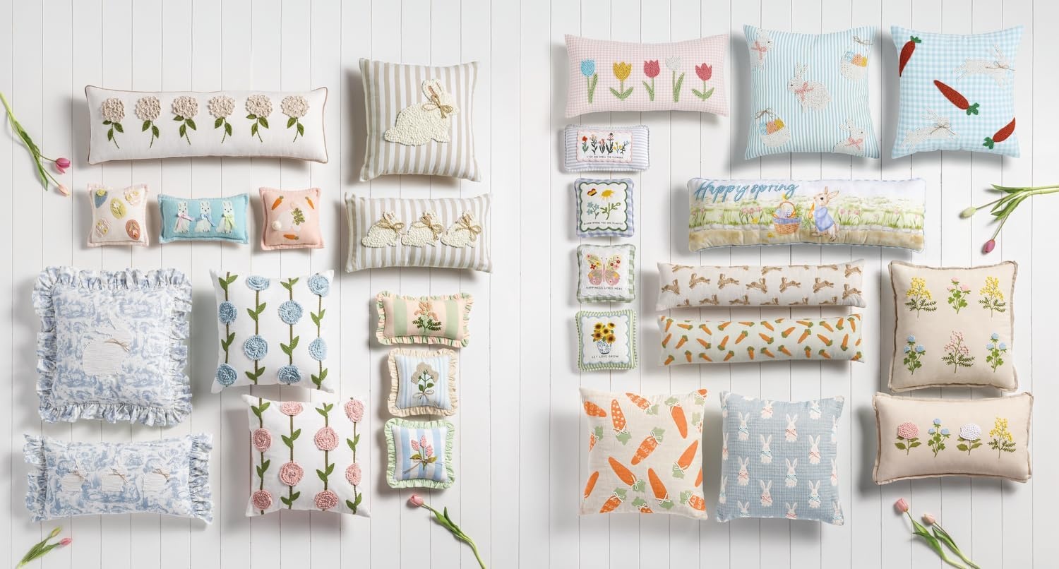 image:imageMud Pie White Easter Square PillowWhite Triple Bunny