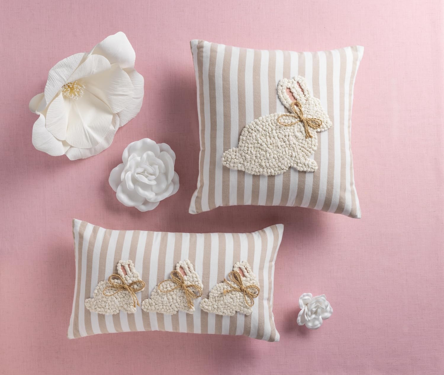 image:imageMud Pie White Easter Square PillowWhite Triple Bunny