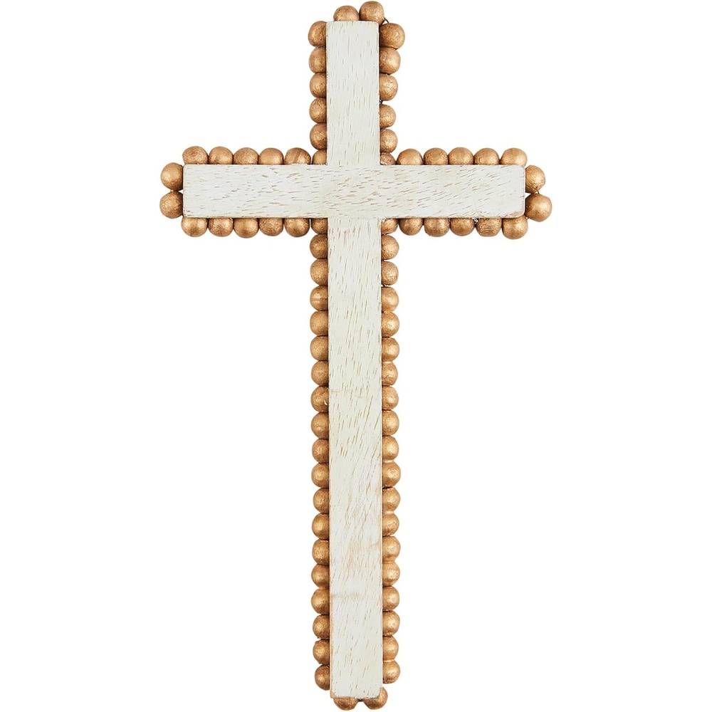 image:imageMud Pie Gold Beaded Cross Sitter Medium 9 x 4 12