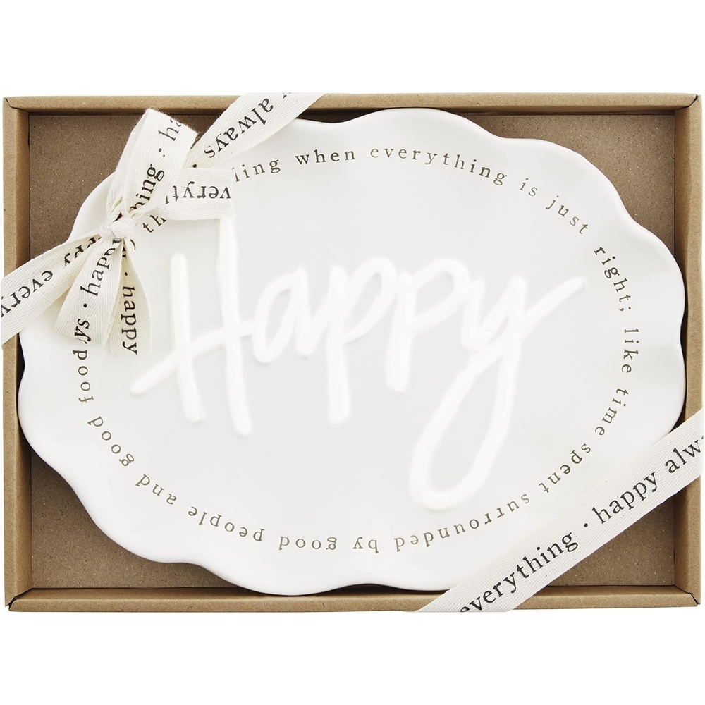 image:imageMud Pie Ruffled Happy Definition Plate White 7 12 x 10 127 12 x 10 12