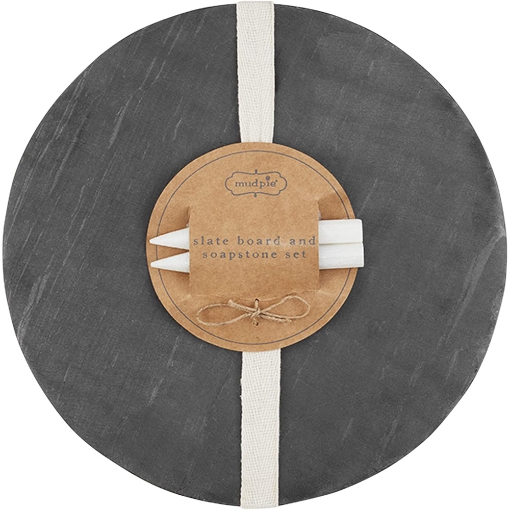 image:imageMud Pie Slate Board Board And Soapstone Set Black board 10 dia  pencil 425