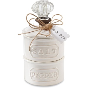 Mud Pie Door Knob Salt Cellar Set, White(frustration_free)