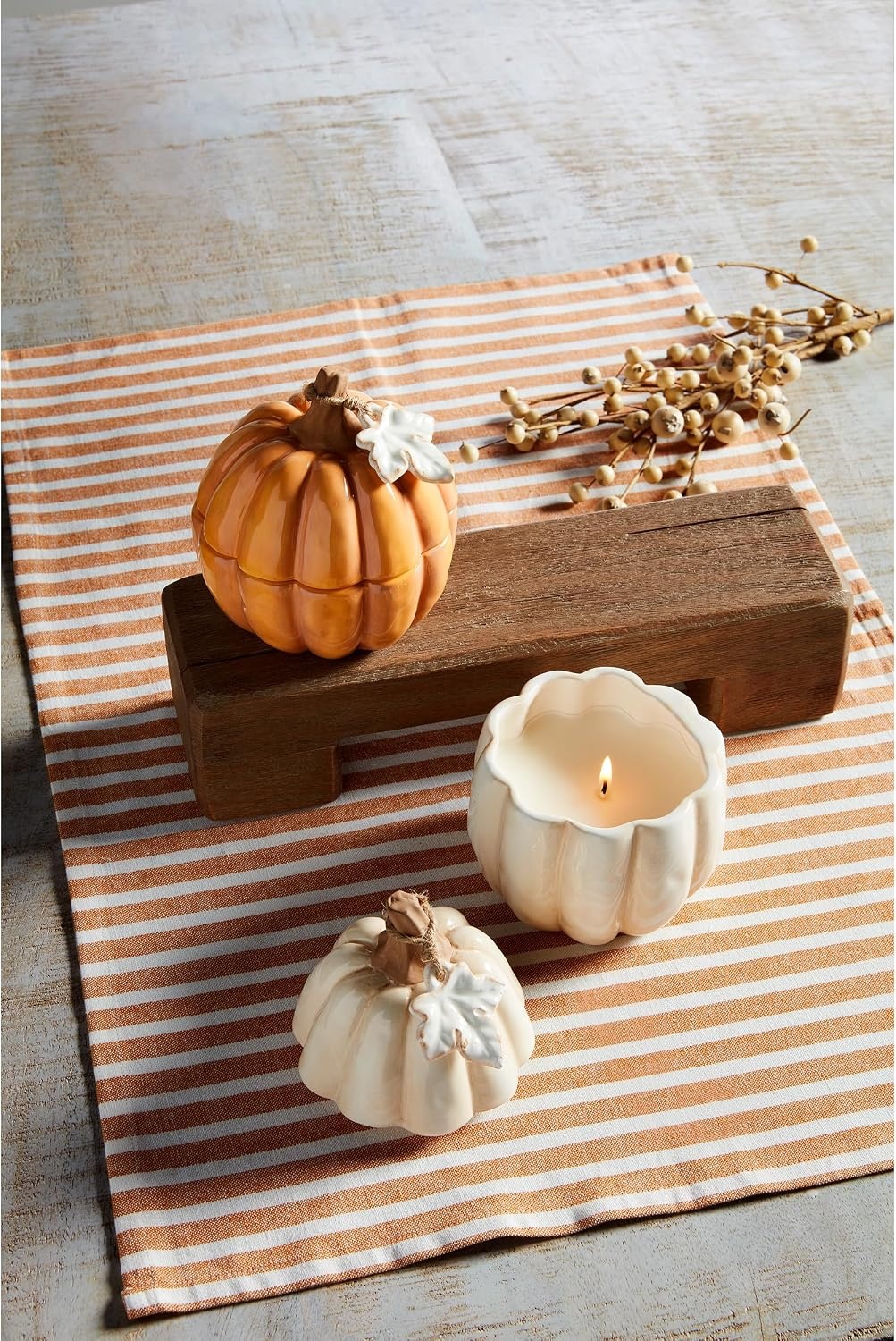 image:imageMud Pie Ceramic Pumpkin Candle Orange 6 14 oz