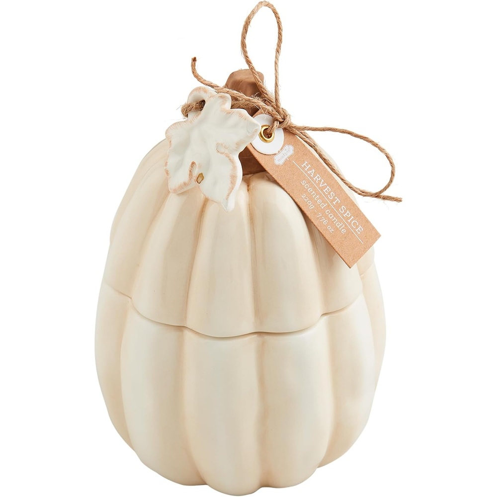 image:imageMud Pie Ceramic Pumpkin Candle White 7 34 oz