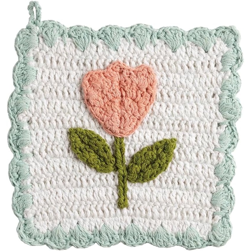image:imageMud Pie Tulip Crochet Pot HolderPink Tulip