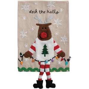 Mud Pie Christmas Reindeer Dangle Leg Towel