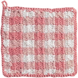 Mud Pie Tulip Crochet Pot Holder(Pink Check)