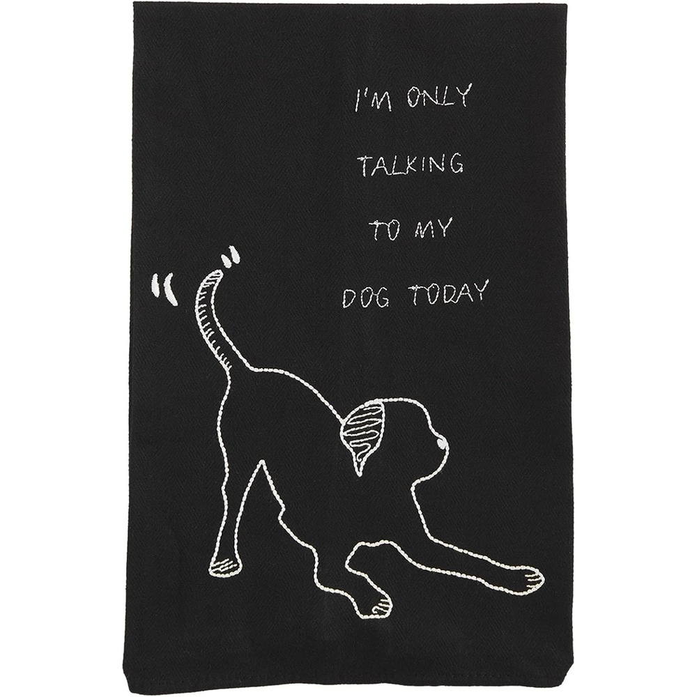 image:imageMud Pie Embroidered Dog Towel Im Only Talking 26 x 165Im Only Talking