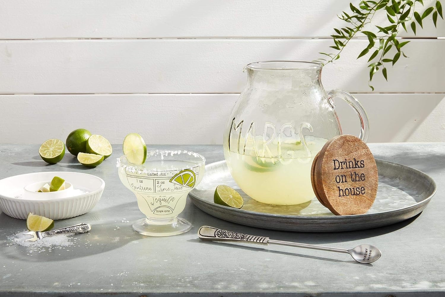 image:imageMud Pie Stemless Margarita Glass with Ingredients 6 Piece Set Clear