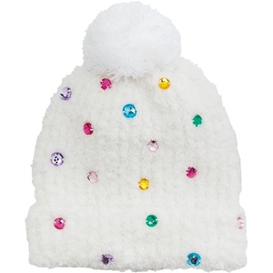Mud Pie Girls Mud Pie Kids Rhinestone Beanie(White)