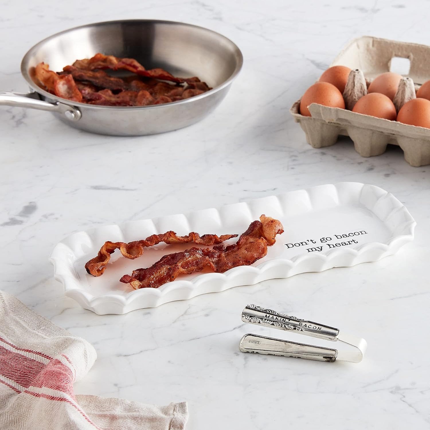 image:imageMud Pie Bacon Serving Tray Set White 12 X 45