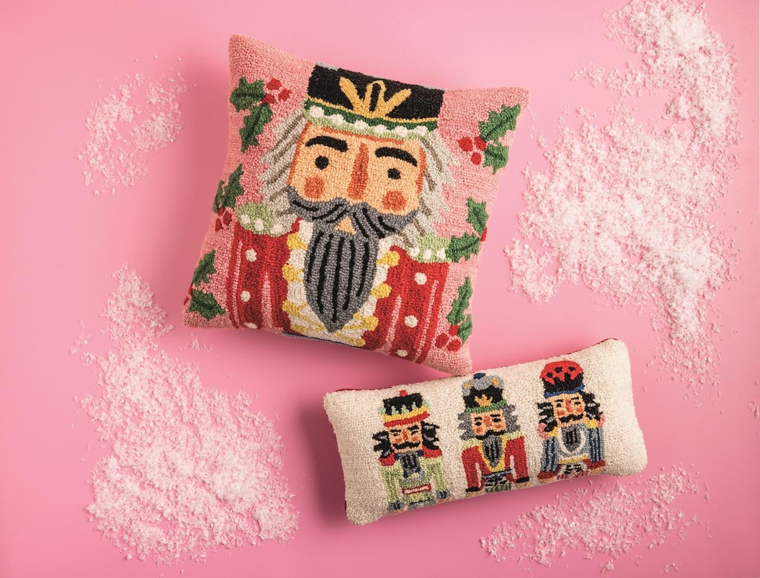 image:imageMud Pie Christmas Lumbar Nutcracker Hooked Wool Pillow