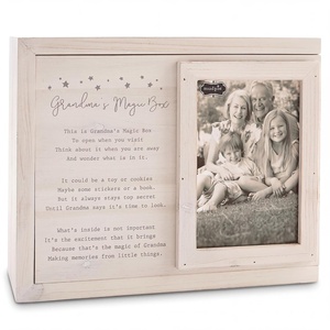 Mud Pie Grandma’s Magic Keepsake Box, White Wood Memory Box with Photo Lid