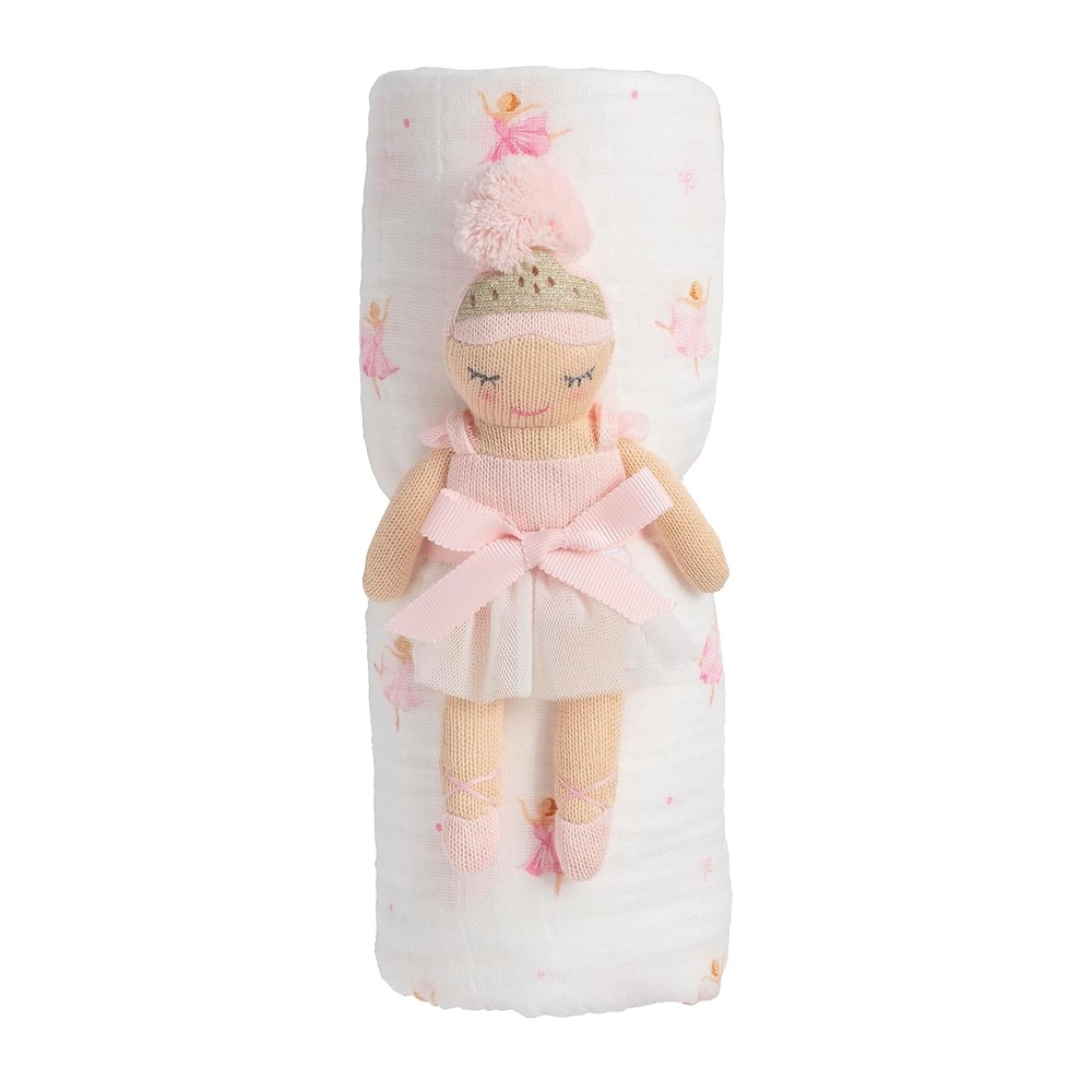 image:imageMud Pie Baby Girl Ballerina Swaddle amp Rattle Set