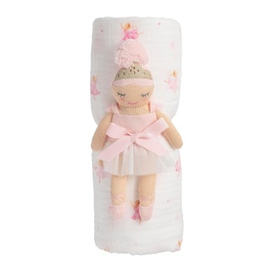 Mud Pie Baby Girl Ballerina Swaddle & Rattle Set