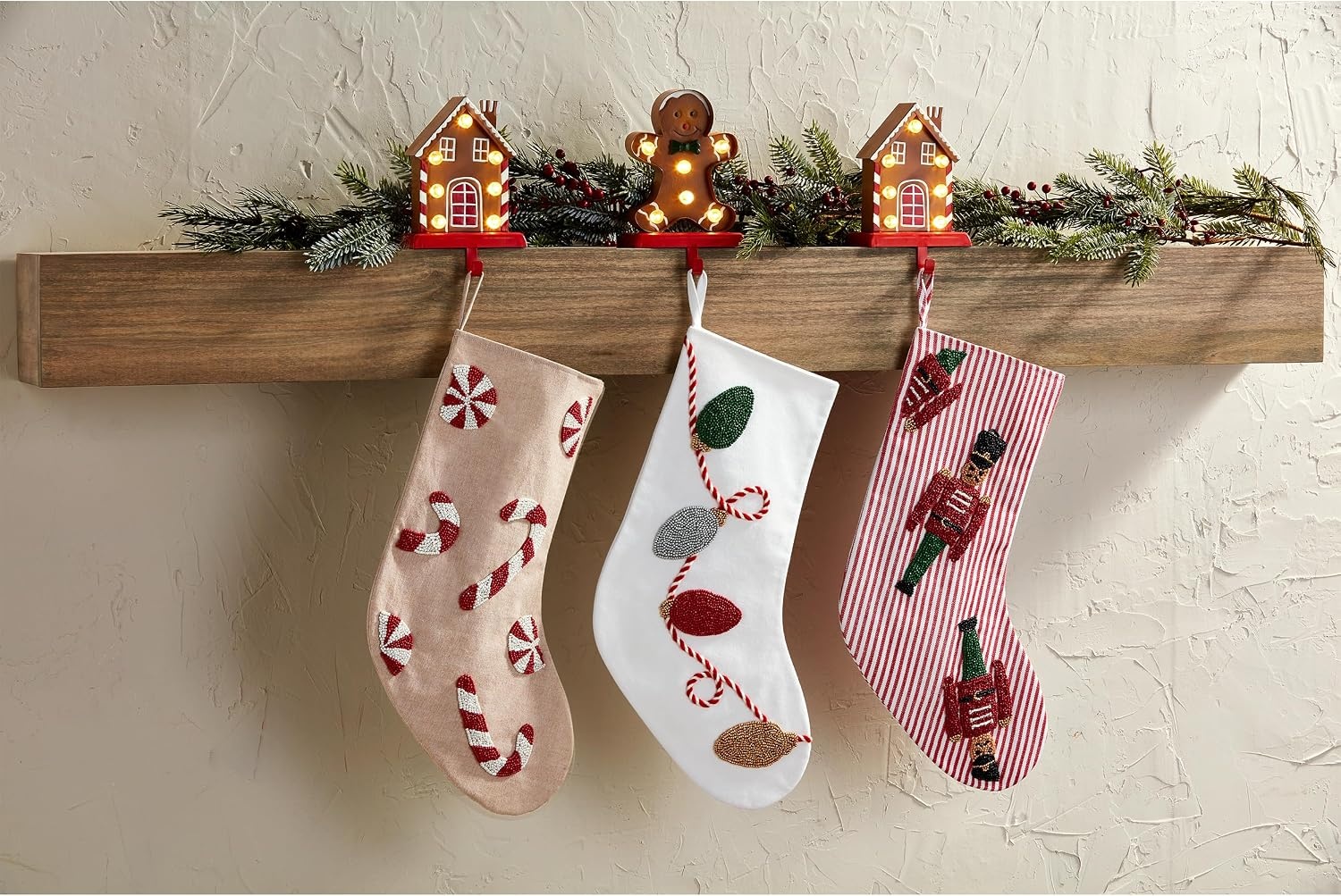 image:imageMud Pie Beaded Christmas Stocking Nutcracker 19 x 11 12