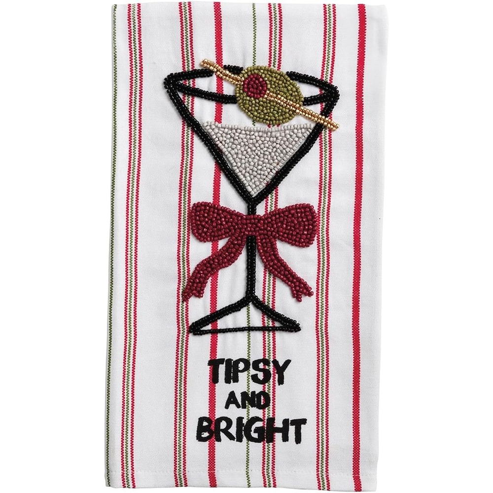 image:imageMud Pie Christmas Martini Christmas Beaded Towel