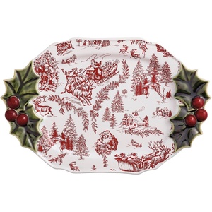 Mud Pie Christmas Holly Serving Platter