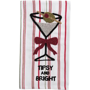 Mud Pie Christmas Martini Christmas Beaded Towel