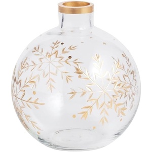 Mud Pie Christmas Round Etched Snowflake Bud Vase