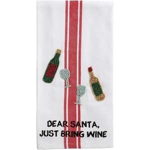 Mud Pie Christmas Wine Christmas Beaded Towel