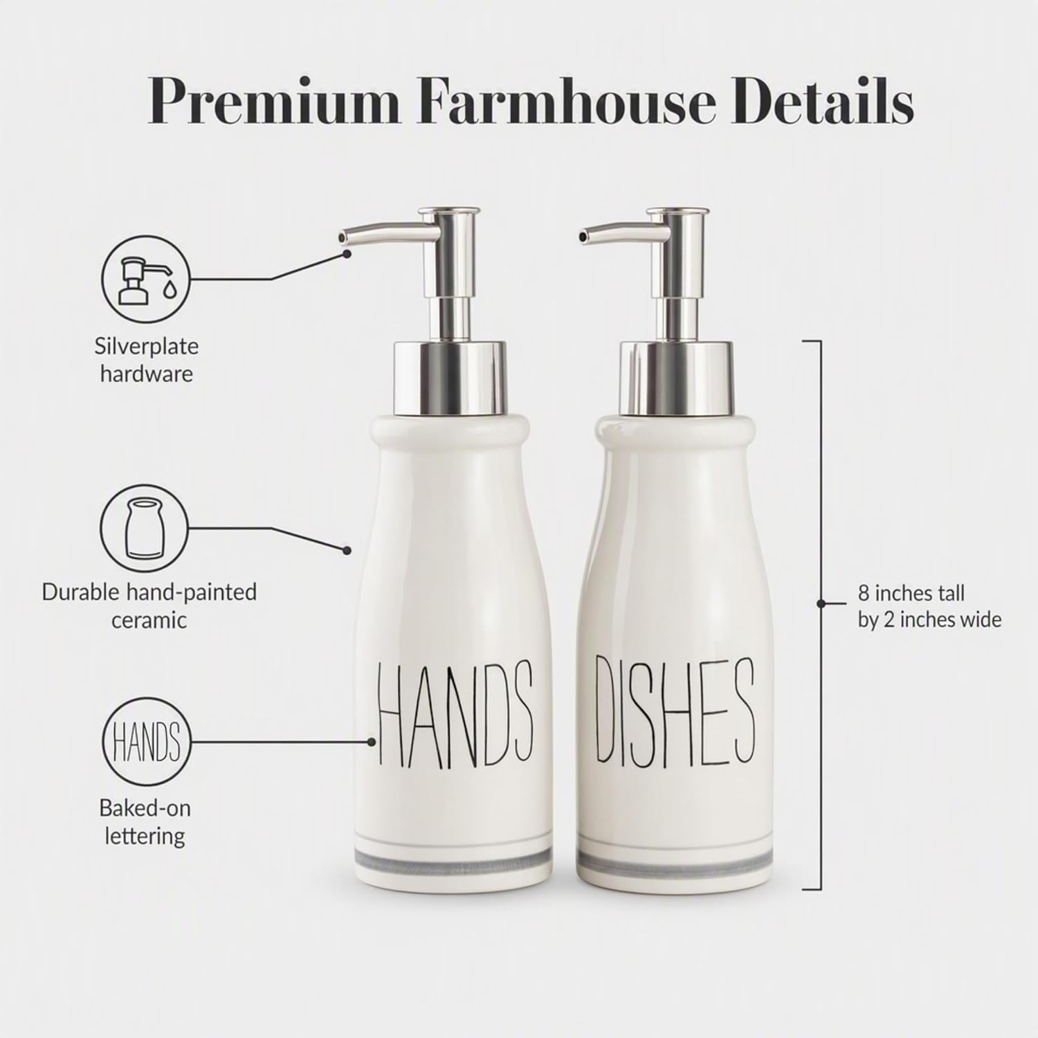 image:imageMud Pie Farmhouse Ceramic Hand and Dish Soap Pump Dispenser SetHands and Dishes