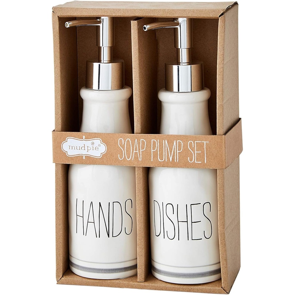 image:imageMud Pie Farmhouse Ceramic Hand and Dish Soap Pump Dispenser SetHands and Dishes