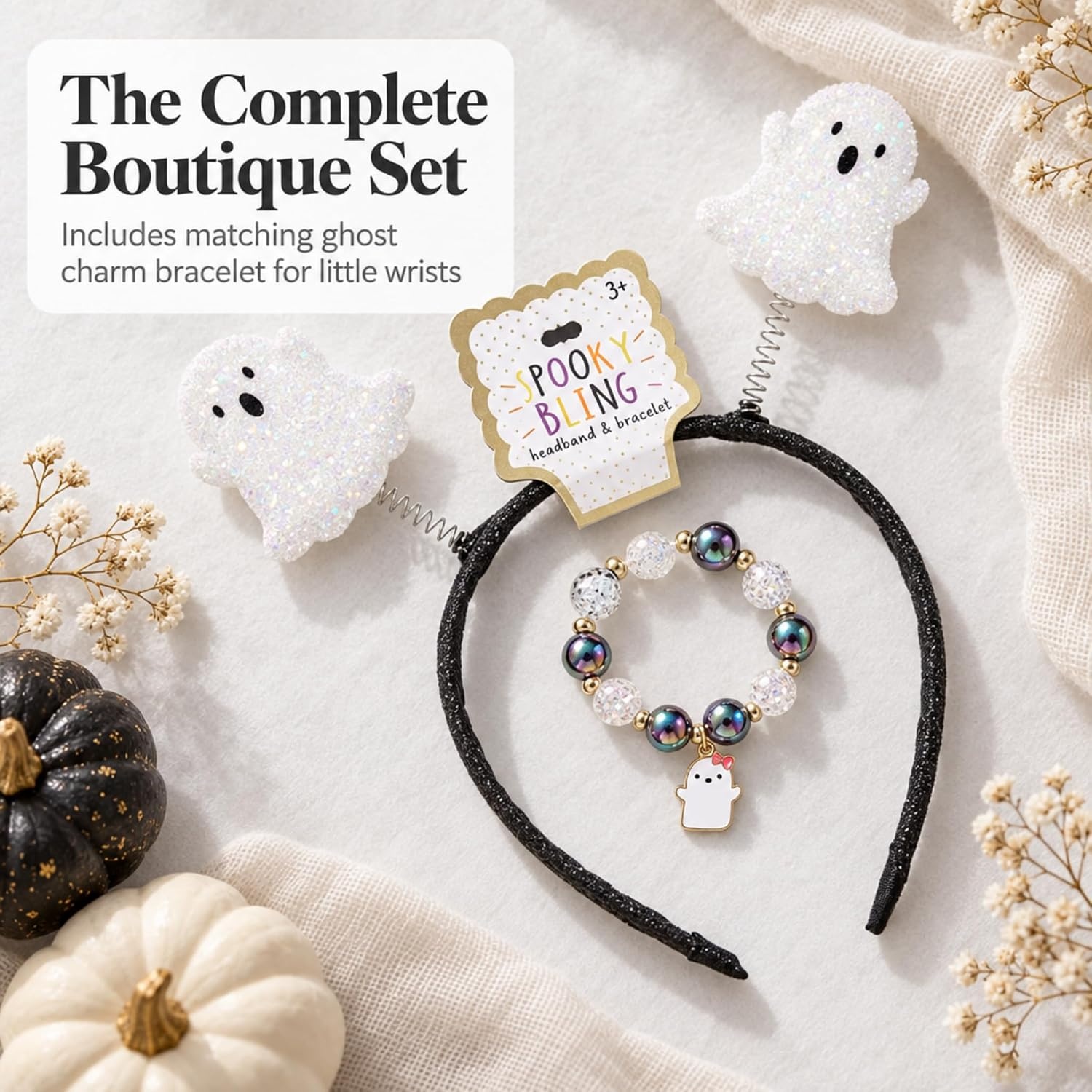 image:imageMud Pie Glitter Ghost Halloween Headband Set