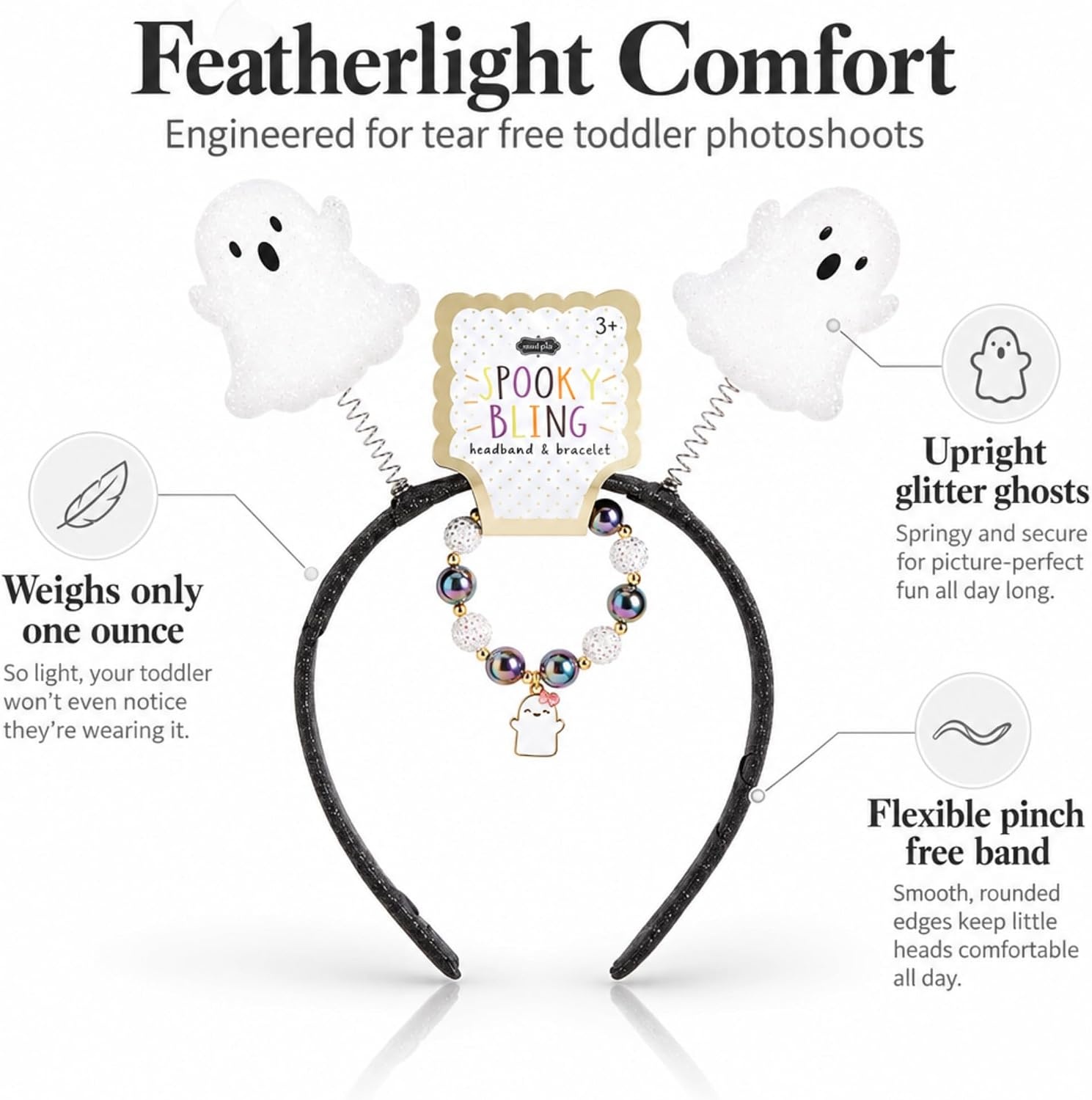 image:imageMud Pie Glitter Ghost Halloween Headband Set