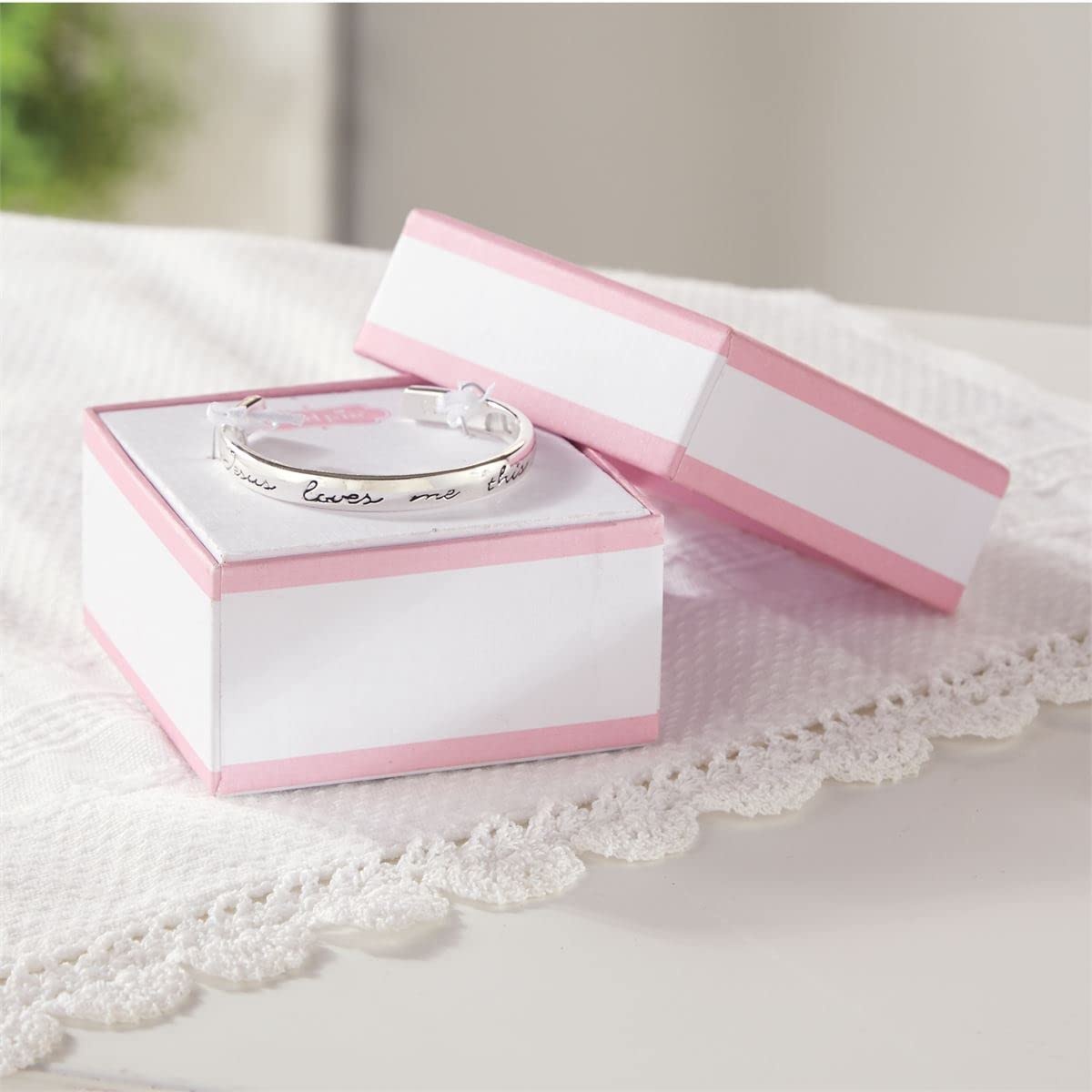 image:imageMud Pie Stamped Jesus Loves Me Cuff Bracelet SilverJesus