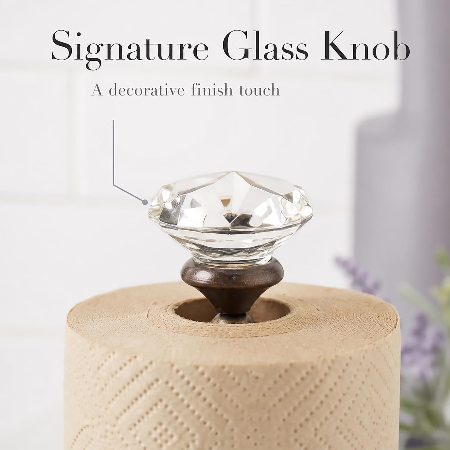 image:imageMud Pie Marble Paper Towel Holder with Glass Knob 15 Inch Kitchen Stand
