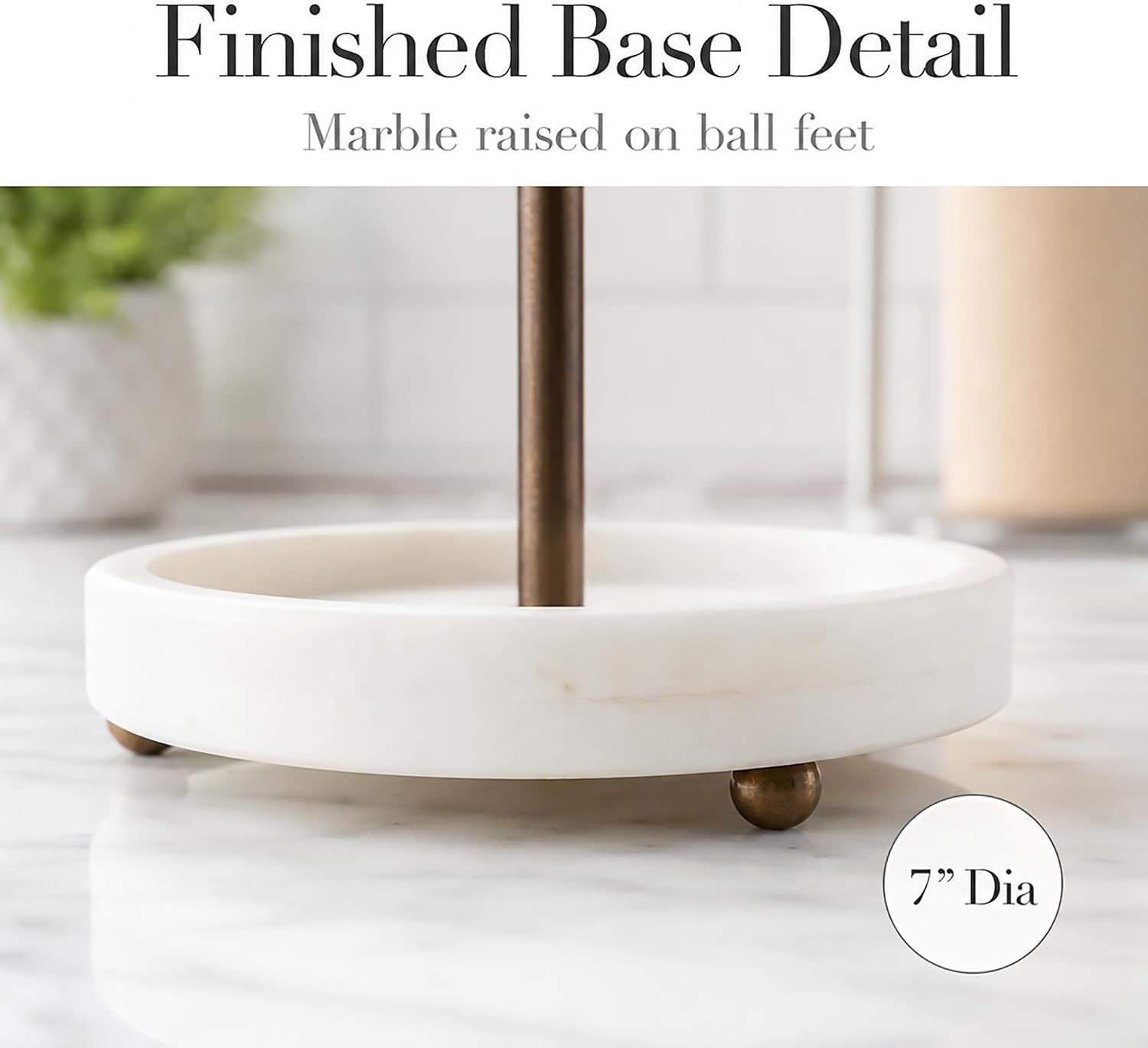 image:imageMud Pie Marble Paper Towel Holder with Glass Knob 15 Inch Kitchen Stand